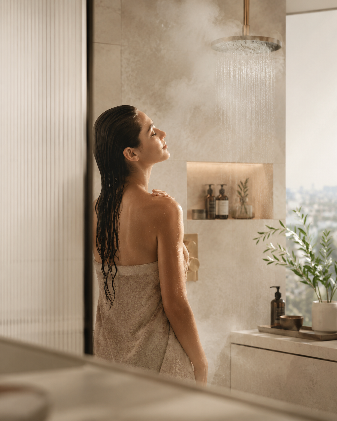 Soft spa bathroom ritual