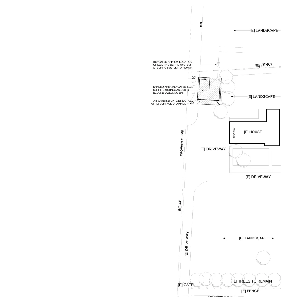 Existing improvements site layout drawing for an as-built survey of the property