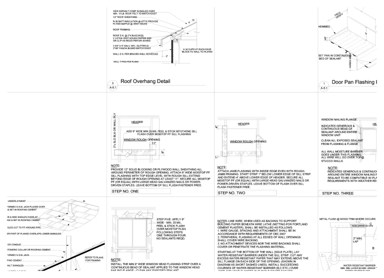 Roof and wall construction details drawing sheet