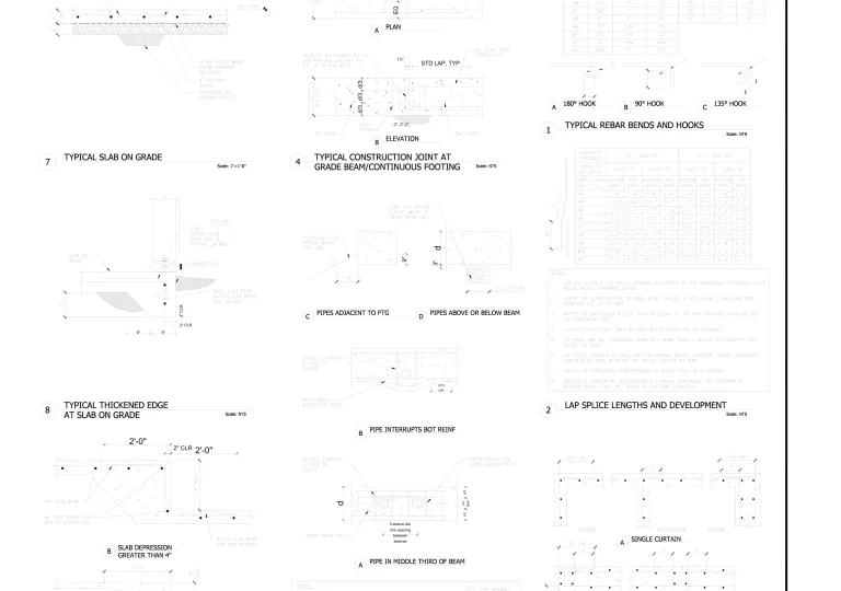 Structural construction details drawing sheet