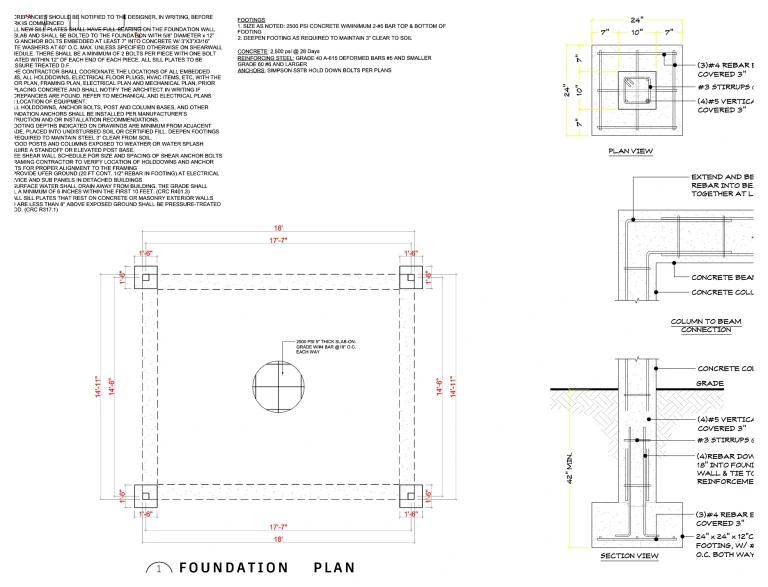 Patio foundation plan drawing sheet