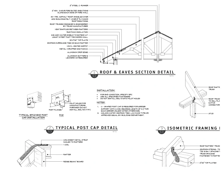 Roof and eave details drawing sheet