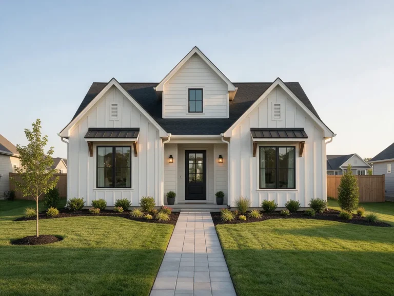 Newly built modern farmhouse home in a subdivision