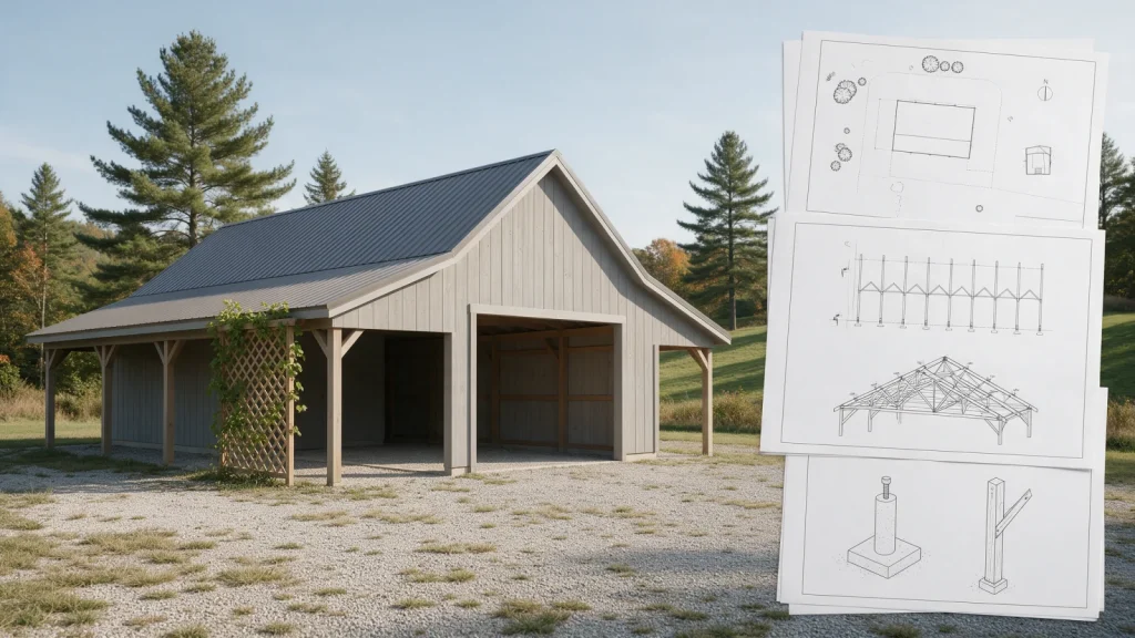 Pole Barns permit drawing package and technical documentation